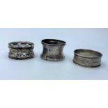 3 silver napkin holders, weight 34.4g