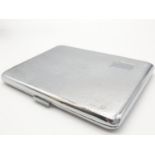 Vintage Sylva Chrome cigarette case, engine turned design fastening clasp perfect blank cartouche