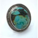 Turquoise Gemstone Ring, 17 grams in sterling silver, Unisex, size U