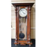 Vintage wall hanging hall clock with pendulum H95 x W42cm approx