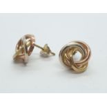 9ct 3 coloured gold EARRINGS. 0.9g