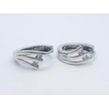 18CT MINI HOOPS EARRINGS SET WITH CZ, WEIGHT 3.2G