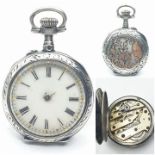 Small silver Lady's POCKET WATCH. hands missing.