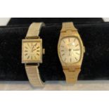 Pair of Vintage Ladies Wristwatches, Quality Brands, 1x Accurist 21 Jewels Square Face, Gold Tone,