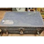 A WW2 Officer travelling trunk (well used) with leather straps, 76x41x30cm