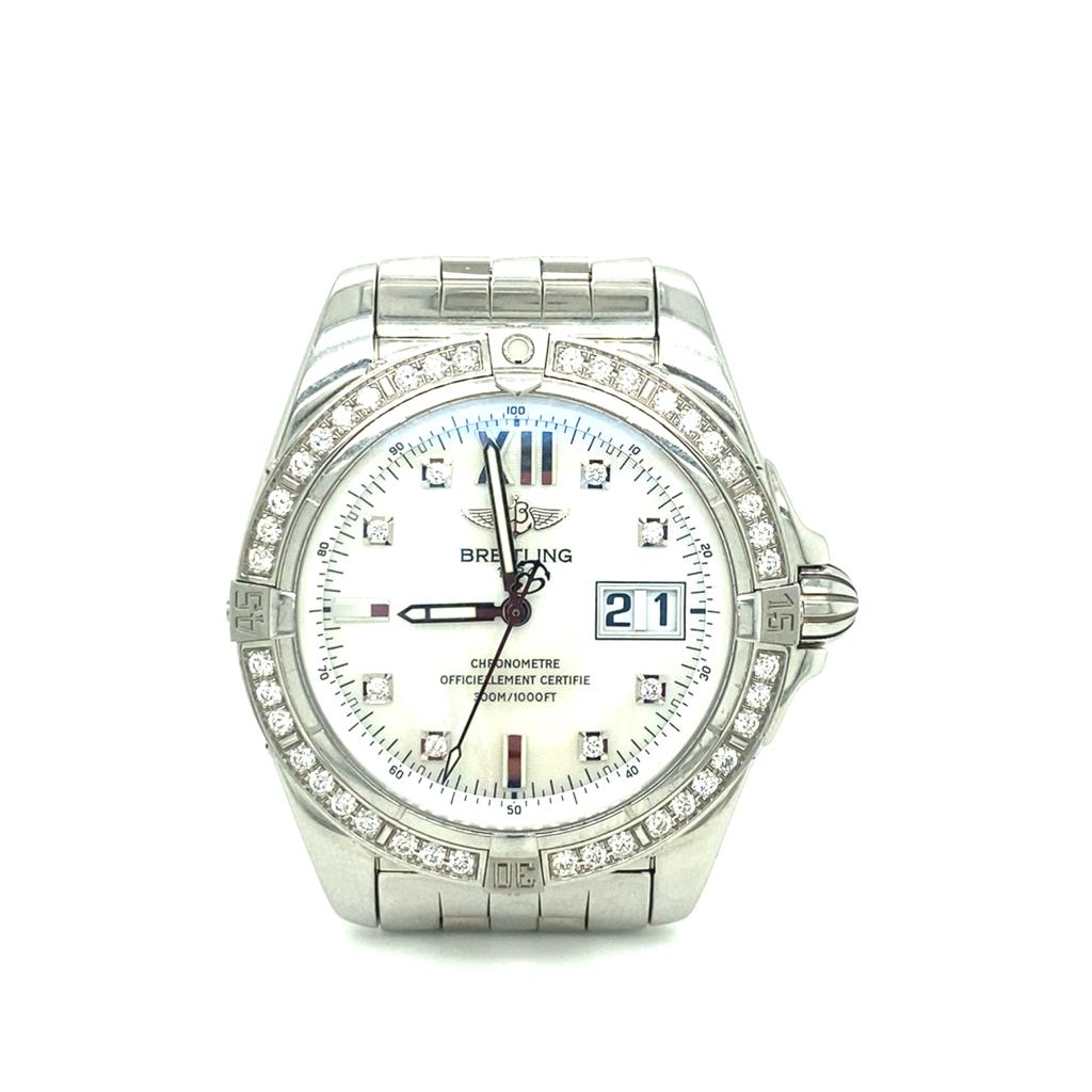 Breitling Galactic Automatic Chronometer Original Factory Diamond Set Bezel and Dial. Mother Of - Image 6 of 10