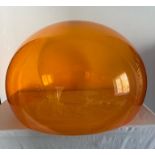 Swinging 60's Perspex Light Cover. Dome Shaped in an Orange Amber Colour. Extremely Large being 48cm