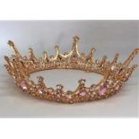 Costume jewellery crown with pink rhinestones