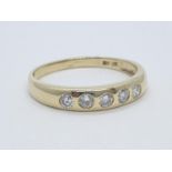 9CT Y/G DIAMOND BAND RING 0.20CT APPROX, WEIGHT 1.8G AND SIZE L