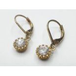 Pair of silver gilt EARRINGS with CZ stones.