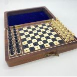 Mini Bone CHESS SET in a wooden box. 14 x 9.5cm