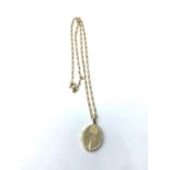 9CT YELLOW GOLD OVAL LOCKET AND CHAIN