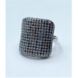 Silver diamond ring , weight 4.6g, size R
