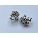 Pair of Cartier style Silver Panther EARRINGS. 8.4g