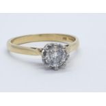 18CT Y/G DIAMOND SOLITAIRE RING, WEIGHT 3G AND 0.35CT DIAMOND APPROX SIZE M1/2