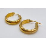 Pair of 9ct gold hoop earrings, weight 1.8g