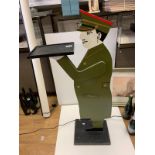 Wooden HARROD's MAN in uniform with tray. 180cm tall.