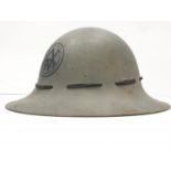 WW2 Zuckerman Helmet. Marked with the Allen West Factory Logo. This company made Mills grenades