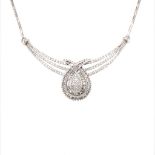 18ct white gold necklace with diamond cluster pendant (Bagguette cut 0.62ct, G/H colour, VS/SI1