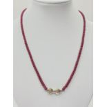 Diamond and Ruby NECKLACE with 18ct gold clasp. 15.9g 40cm