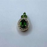 10ct tourmaline and diamond PENDANT. 1.3g