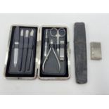 Retro 1920's CUT THROAT RAZOR, RAZOR BLADE CASE and MANICURE SET. includes a quantity of double