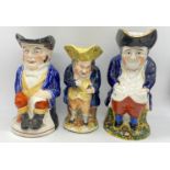 3 x Collectable Toby Jugs. 24cm, 24cm and 21cm tall.