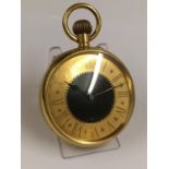 Antique gilt Goliath POCKET WATCH with see through crystal display case. 65mm with a see through
