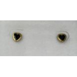 Pair of 9ct gold stud heart Earrings.