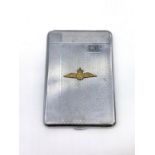 WW2 Period Silver Plated Cigarette Case With R.A.F Pilots Wings and initials. Made in England.