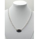 Sterling silver oval tag necklace 20g