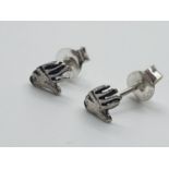 sterling silver hand shaped stud earrings