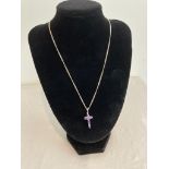 Silver and amethyst cross on a nice quality silver chain. Silver chain- 45cm Cross - 3cm drop