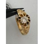 18k yellow gold ring with old cut diamond 0.30ct; 3.40g; size F1/2