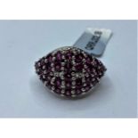 Silver and Ruby Diamond RING. 8.1g Size Q