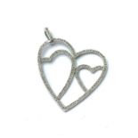 18CT WHITE GOLD DIAMOND SET HEART PENDANT, WEIGHT 5.7G