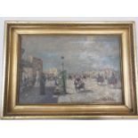 WITHDRAWN Frank Mckelvey oil on canvas PAINTING. 19th Century street scene. 55 x 40 cm in an