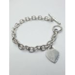Sterling silver heart charm bracelet 25g