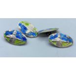 ANTIQUE RUSSIAN SILVER AND ENAMEL CUFFLINKS, WEIGHT 8.4G