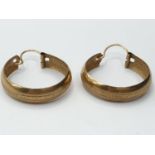 Pair of 9ct HOOP EARRINGS. 1.6G.