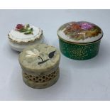 3 x ceramic trinket boxes to include coalport and limoges .