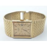 Gent gold tone Rotary wristwatch, having square face and Milanese brickwork bracelet, quartz