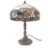 Tiffany style Mushroom LAMP. 38cm tall. Metal base.