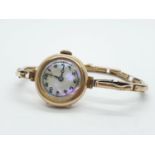 Antique 9ct gold watch with mother of pearl face, full working order