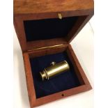 Small brass mini telescope and nautical box