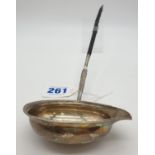 Georgian Silver Punch Ladle 46g 38cms long with ornate handle and beaded bowl