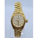 Rolex Oyster Perpetual 18k gold ladies watch 1940s/1950s model, rare original strap with Rolex