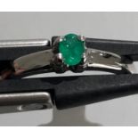 Platinum ring with emerald oval cut 0.19cts; 4.7g; size M;