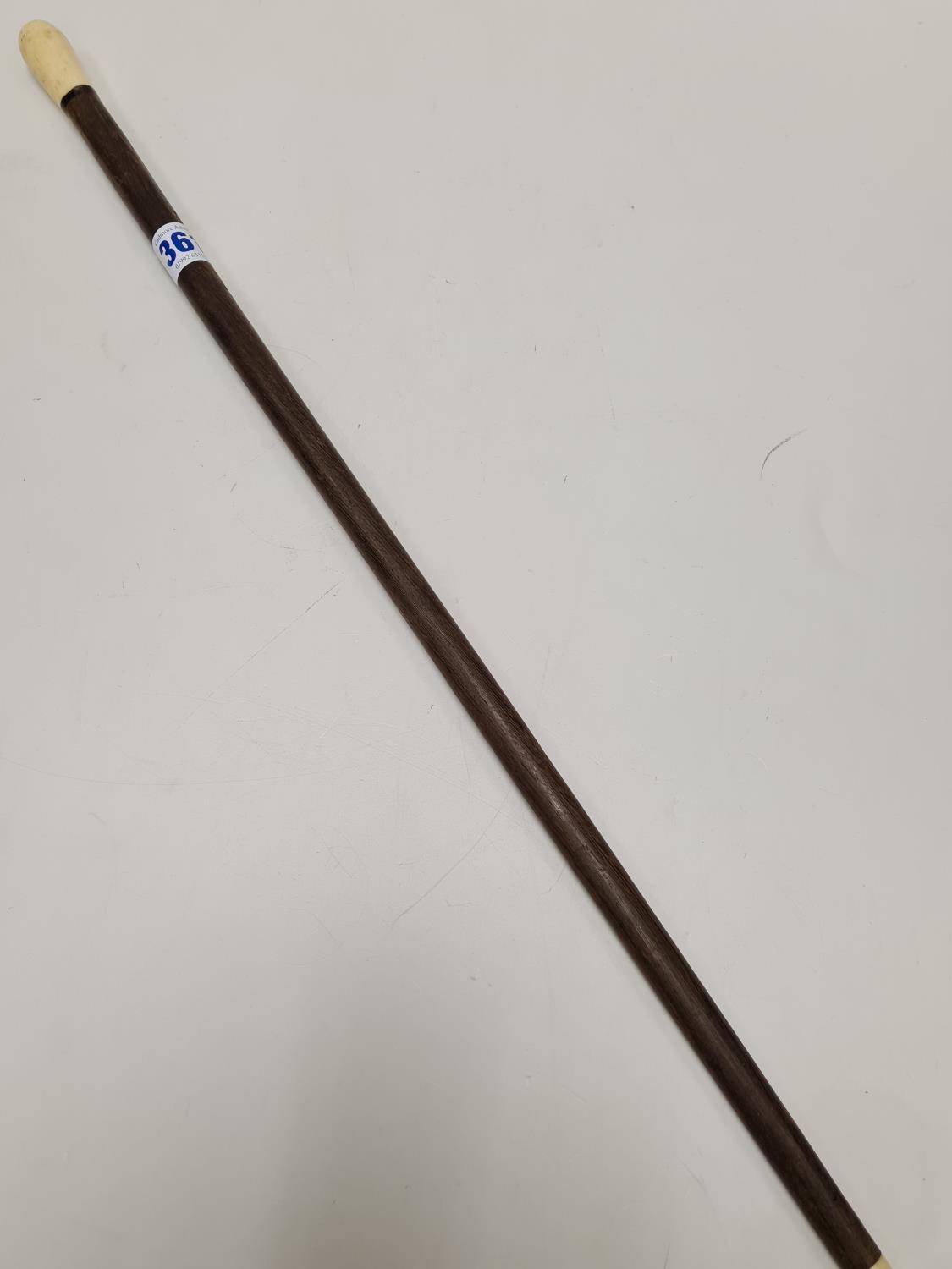19th century non-commissioned officer wooden parade Stick with Ivory handle and tip probably form