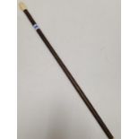 19th century non-commissioned officer wooden parade Stick with Ivory handle and tip probably form